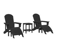 vidaXL Set da Giardino 3 Pezzi Nero HDPE Sedie Adirondack Seduta Esterna con Tavolo Laterale Resistente alle Intemperie Relax Perfetto per Balcone Patio Uso Mobili Durevoli Comodi Moderno