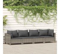 vidaXL Set da giardino 4 pezzi con cuscini grigio in polyrattan