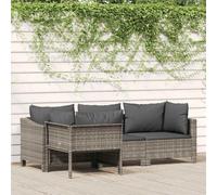 Set da giardino 4 pezzi con cuscini grigio in polyrattan