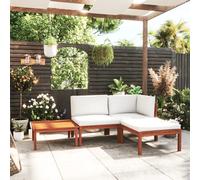 vidaXL Set da giardino 4 pezzi con cuscini in legno crema, acacia e corda