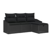 vidaXL Set Divano da Giardino di 4 Pezzi con Cuscini Nero Poly Rattan Posti a Sedere Esterni Stile Moderno Design Storage Resistente ai Raggi UV per Uso in Patio Balcone Mobili Cube Lounger Estivo co