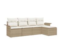 vidaXL Set da Giardino 5 Pezzi con Cuscini Beige e Panna. Comodissimo per Stare all'aperto, ha Un Design Moderno in polirattan. Perfetto per i Tuoi mobili da Patio o per Un Lounge in terrazza.