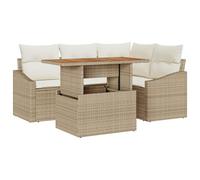 vidaXL Set da Giardino 5 Pezzi con Cuscini Beige in Polyrattan | Comfort Esterno per Il Patio, Resistente alle Intemperie, per Terrazze e Lounge Estive