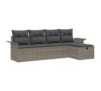 vidaXL Set da Giardino 5 Pezzi con Cuscini Grigi in polirattan Resistente alle intemperie. Fodere Rimovibili e Arredamento Elegante per patii, Giardini e balconi. Mobili modulari da Esterno in ratta