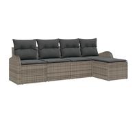 vidaXL Set Divani da Giardino da 5 Pezzi con Cuscini Grigi Rattan Sintetico Resistente alle Intemperie, Ideale per Esterni, Mobili Patio Moderni e Chic, Goditi l'Aperitivo all'Aperto, Sezionale Modul