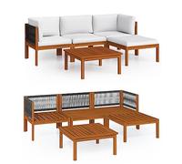 vidaXL Set Divani da Giardino 5 pz con Cuscini Crema Massello Acacia