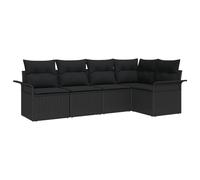 vidaXL Set da Giardino 5 Pezzi con Cuscini in Rattan Sintetico Nero, mobili modulari per Esterno Resistenti agli Agenti atmosferici per Patio e terrazza