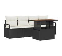 vidaXL Set da Giardino 5 Pezzi con Cuscini Neri e Crema. Mobili da Esterno per 4 Persone, con Piedi Regolabili e Design modulare. Resistenti alle intemperie, Perfetti per terrazzo, Patio e Lounge.