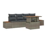 vidaXL Set da Giardino 5 Pezzi di con Cuscini Grigi per 4 Persone, Tavolo con Spazio di stoccaggio, Design in Rattan, mobili per Patio, Collezione per terrazze, Arredamento per balconi, Lounge resis