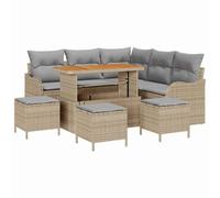 vidaXL Set da Giardino 5 Pezzi di con Cuscini in Rattan Beige, Divano sezionale per Esterni, Lounge Patio Comodo, Insieme per terrazza, con tavolino.