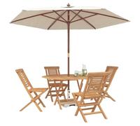 vidaXL Set da Giardino 5 pz Marrone Legno di teak solido