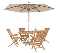 vidaXL Set da Giardino 5 pz Marrone Legno di teak solido