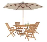 vidaXL Set da Giardino 5 pz Marrone Legno di teak solido