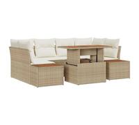 vidaXL Set da Giardino 6 Pezzi con Cuscini Beige, Design Modulare in Polyrattan. Siedi Comodamente all'aperto con posti a Sedere Regolabili e Facili da Pulire, Grazie alle Fodere Rimovibili e ai cus