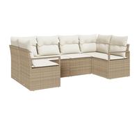 vidaXL Set da Giardino 6 Pezzi con Cuscini Beige in polyrattan | Seduta Esterna per 4 Persone, Design modulabile, Perfetto per Patio e Balcone. Tessuto Resistente alle intemperie e Comfort assicurat