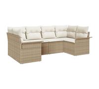 vidaXL Set di divani da giardino in 6 pezzi, con cuscini beige polyrattan, mobili sezionali per esterni per patio e relax moderni in polietilene
