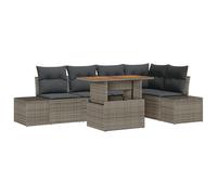 vidaXL Set di divani da Giardino 6 Pezzi con Cuscini Grigio Rattan Sintetico Posti a Sedere per 5 Tavolo Elegante Funzione di Stoccaggio Divano Modulare Mobili Lounge Testurizzati Patio