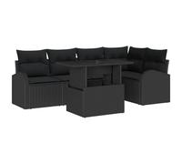 vidaXL Set da Giardino 6 Pezzi con Cuscini Grigio Scuro in Rattan Sintetico, Mobili da Esterno per Balcone e Patio, Composizione di Lusso con Tavolo in Vetro