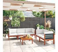vidaXL Set da giardino 6 pezzi con cuscini in legno crema, acacia e corda