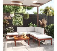 vidaXL Set da giardino 6 pezzi con cuscini in legno crema, acacia e corda