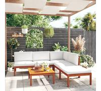 vidaXL Set da giardino 6 pezzi con cuscini in legno crema, acacia e corda
