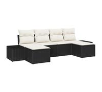 vidaXL Set da Giardino 6 Pezzi con Cuscini in polyrattan Nero. Elegante, Resistente agli Agenti atmosferici, Perfetto per Rilassarsi e Fare Incontri. Mobili modulari per Patio e terrazzo Moderno.
