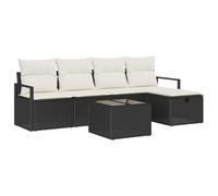 vidaXL Set da Giardino 6 Pezzi con Cuscini in Rattan Nero, Gambe Regolabili. Design Intrecciato, modulare, per sedersi all'aperto. Mobili per terrazza, Lounge, Patio e Alfresco. Divano Resistente al