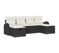 vidaXL Set da Giardino 6 Pezzi con Cuscini in Rattan Sintetico Nero, mobili modulari per Balcone e Inverno. Seduta sezionale Moderna e Resistente alle intemperie per Il Tuo Patio.