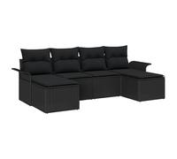 vidaXL Set da Giardino 6 Pezzi con Cuscini in Rattan Sintetico Nero. Mobili per Esterni Resistenti alle intemperie, dal Design modulare e Confortevole. Ideali per Patio, terrazzo e momenti di Relax,