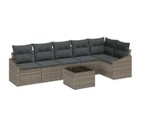 vidaXL Set di 6 divani da giardino con cuscino intrecciato grigio divano modulare per adulti, tessuti resistenti alle intemperie, comodi sedute patio e mobili, divano ad angolo, moderno polyrattan