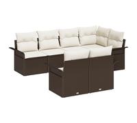 vidaXL Set di divani da Giardino da 7 Pezzi con Cuscini Marroni in polyrattan