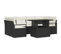 vidaXL Set da Giardino 7 Pezzi con Cuscini in Rattan Nero - Mobili Modulari per Esterni, Perfetti per Balcone e Patio. Comodi, Resistenti alle Intemperie e Facili da Montare, per Un Lounge Moderno e