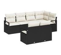 vidaXL Set da Giardino 7 Pezzi con Cuscini in Rattan Nero | Modular per Esterni per 6 Persone con Piedi Regolabili. Design Moderno e Resistente alle Intemperie per Patio e Terrazza, Perfetto per Ril