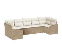 vidaXL Set modulare da Giardino a 7 Pezzi Uso all'aperto Beige in Rattan con Cuscini Comodi per loungiare
