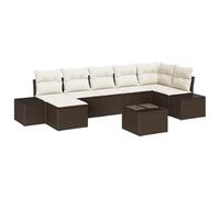 vidaXL Set da Giardino 7 Pezzi con Cuscini in Rattan Sintetico Marrone - Arredamento Estivo Modulare per Patio e Terrazza