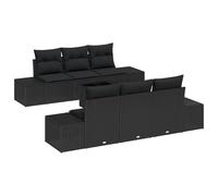 vidaXL Set di 7 divani da giardino con cuscino in rattan sintetico, elegante seduta per 6 resistenti alle intemperie e design durevole, perfetto per l'uso su terrazze o balconi