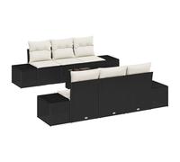 vidaXL Set Divano da Giardino con Cuscini Nero in Polyrattan