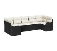 vidaXL Set da Giardino 7 Pezzi con Cuscini Neri in Rattan Sintetico, Divano modulare da Esterno, Resistente a Tutte Le intemperie, coperture per Cuscini, mobili per Patio, Divano per terrazza