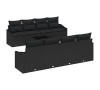 vidaXL Set da Giardino 7 Pezzi con Cuscini Neri, mobili in Rattan per l'esterno, Design modulare, Comodi e Resistenti per Il Patio o la terrazza