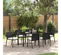 vidaXL Set da Giardino 7 Pezzi in Polyrattan Nero