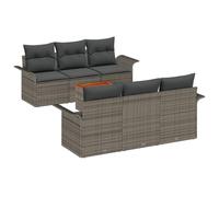 vidaXL Set da Giardino 7 Pezzi in Rattan Grigio con Cuscini vitaXL, Perfetto per pranzare e Rilassarsi all'aperto. Mobili per Patio, posti da Giardino, Vivere all'aperto e modulare