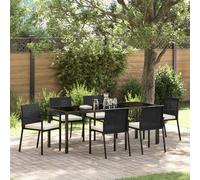 vidaXL Set da giardino , 7 pezzi, in rattan sintetico nero