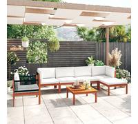 vidaXL Set da Giardino 7 pz con Cuscini in Legno Crema, Acacia e Corda