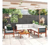 vidaXL Set da Giardino 7 pz con Cuscini in Legno Crema, Acacia e Corda