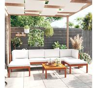 vidaXL Set da Giardino 7 pz con Cuscini in Legno Crema, Acacia e Corda
