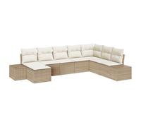 vidaXL Set da Giardino 8 Pezzi con Cuscini Beige e Bianchi. È Un Arredamento modulare per Esterni, Perfetto per Persone, con mobili in Rattan sezionali. Ideale per Patio e terrazze Moderne, resisten