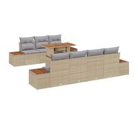 vidaXL Set di Sofà da Giardino a 8 Pezzi con Cuscini Beige e Grigio Chiaro per Seduta all'Aperto Divano Sezionale per Patio Mobile Resistente ai Raggi UV Mobilia in PE Rattan Lounge Balcone