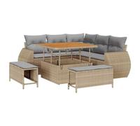 vidaXL Set Divano da Giardino 8 PCS Beige polyrattan, Mobili da Giardino e terrazzo, Set modulare in Rattan, Divano in Legno Acacia, Lounge di Lusso, Resistente al Sole