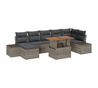 vidaXL Set di divani da Giardino 8 Pezzi con Cuscini Grigio Rattan Poliestere