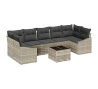 vidaXL Set di 8 divani da giardino con cuscino, grigio chiaro, in rattan sintetico, per esterni, durevole, design moderno, panchina dell'amore per patio